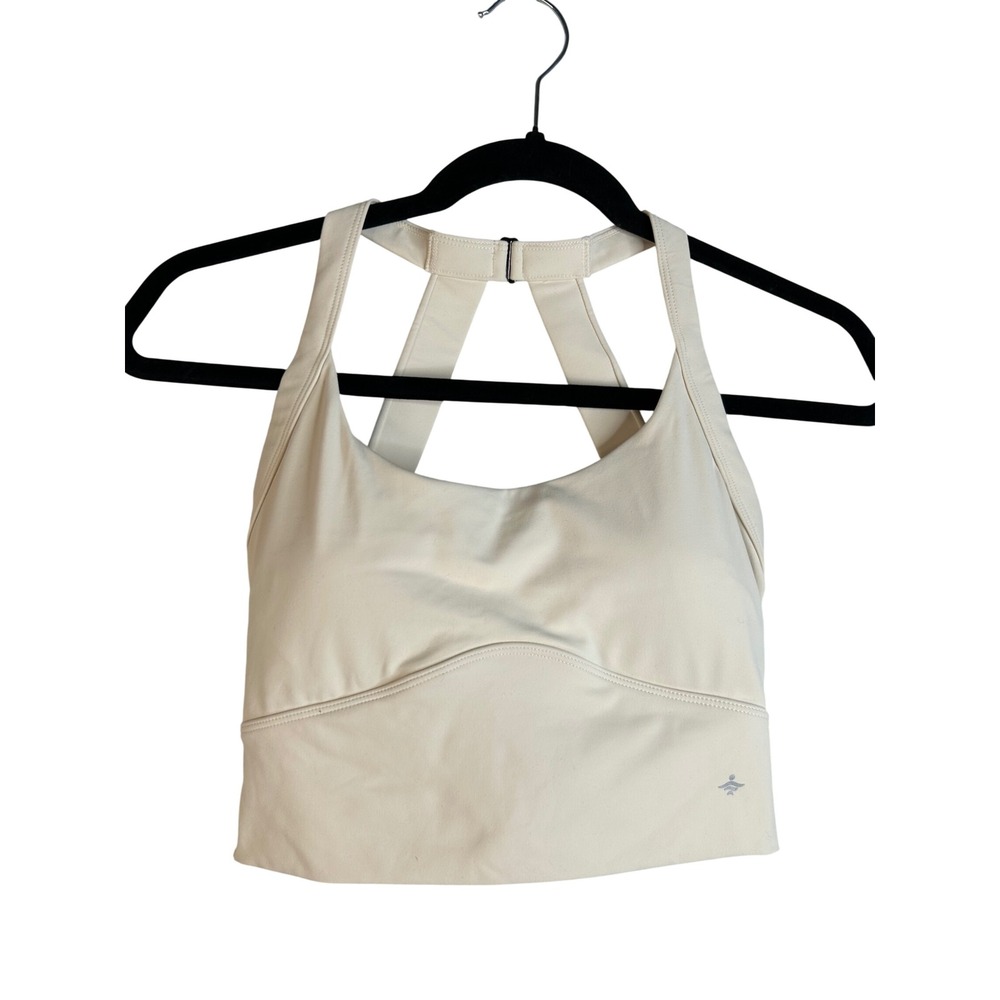 Halara Women's Cream Twisted Back Hook Closure Activewear Crop Top Size XS